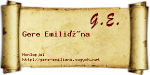 Gere Emiliána névjegykártya